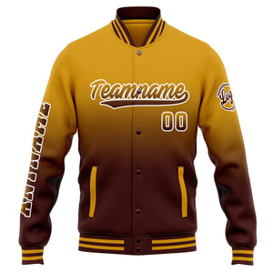 Chaqueta universitaria personalizada estilo Letterman para hombres-mujeres y jóvenes-color dorado degradado burdeos