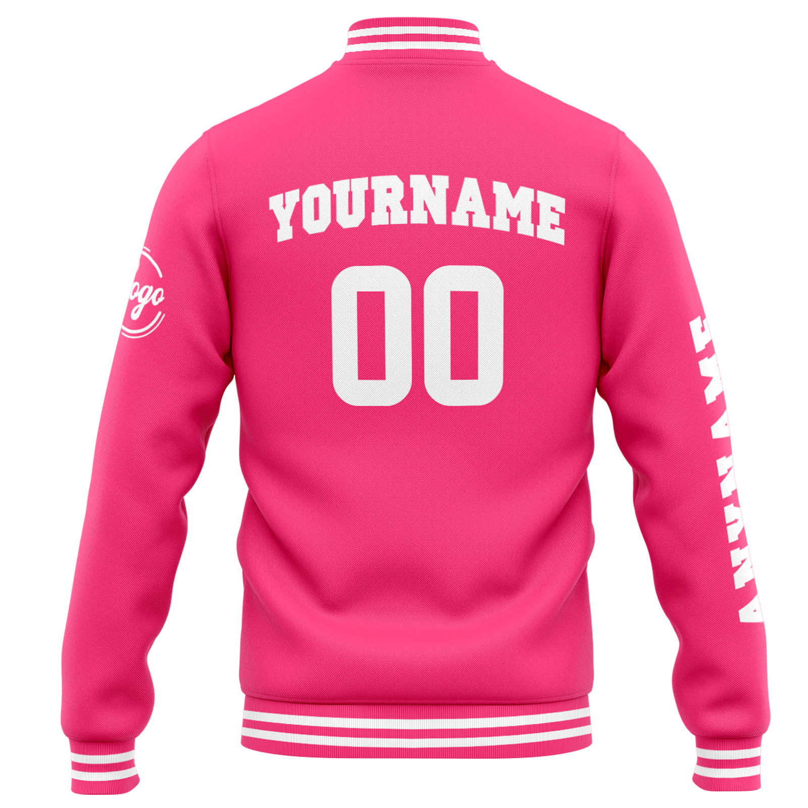 Chaqueta universitaria personalizada estilo Letterman para hombres-mujeres y jóvenes-color rosa y blanco