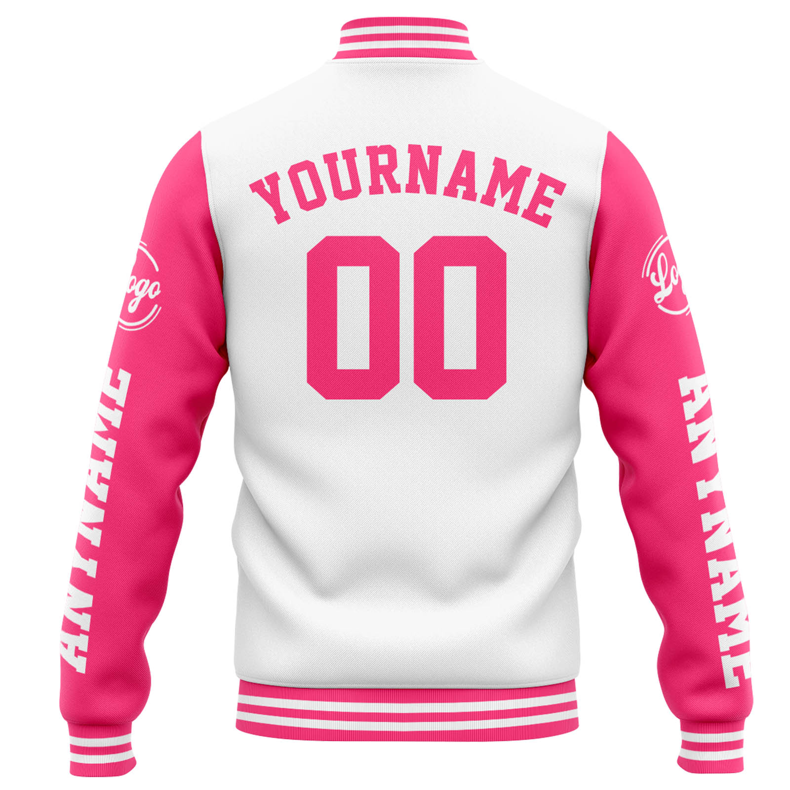 Chaqueta universitaria personalizada estilo Letterman para hombres-mujeres y jóvenes-color blanco y rosa
