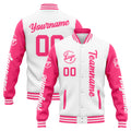 Chaqueta universitaria personalizada estilo Letterman para hombres-mujeres y jóvenes-color blanco y rosa