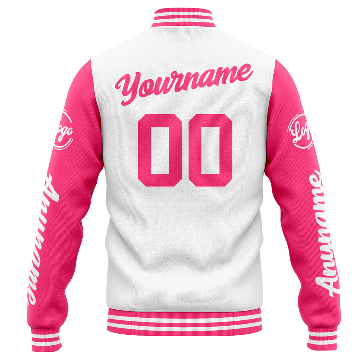 Chaqueta universitaria personalizada estilo Letterman para hombres-mujeres y jóvenes-color blanco y rosa