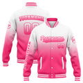 Chaqueta universitaria personalizada estilo Letterman para hombre y mujer-color blanco y rosa degradado