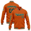 Chaqueta universitaria personalizada estilo Letterman para hombres-mujeres y jóvenes-color naranja y verde oscuro