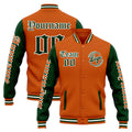 Chaqueta universitaria personalizada estilo Letterman para hombres-mujeres y jóvenes-color naranja y verde oscuro