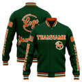 Chaqueta universitaria personalizada estilo Letterman para hombres-mujeres y jóvenes-color verde oscuro y naranja