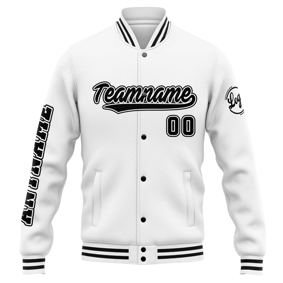 Chaqueta universitaria personalizada estilo Letterman para hombres-mujeres y jóvenes-color blanco y negro