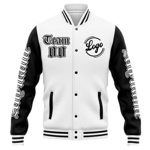 Chaqueta universitaria personalizada estilo Letterman para hombres-mujeres y jóvenes-color blanco y negro
