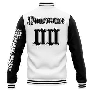 Chaqueta universitaria personalizada estilo Letterman para hombres-mujeres y jóvenes-color blanco y negro