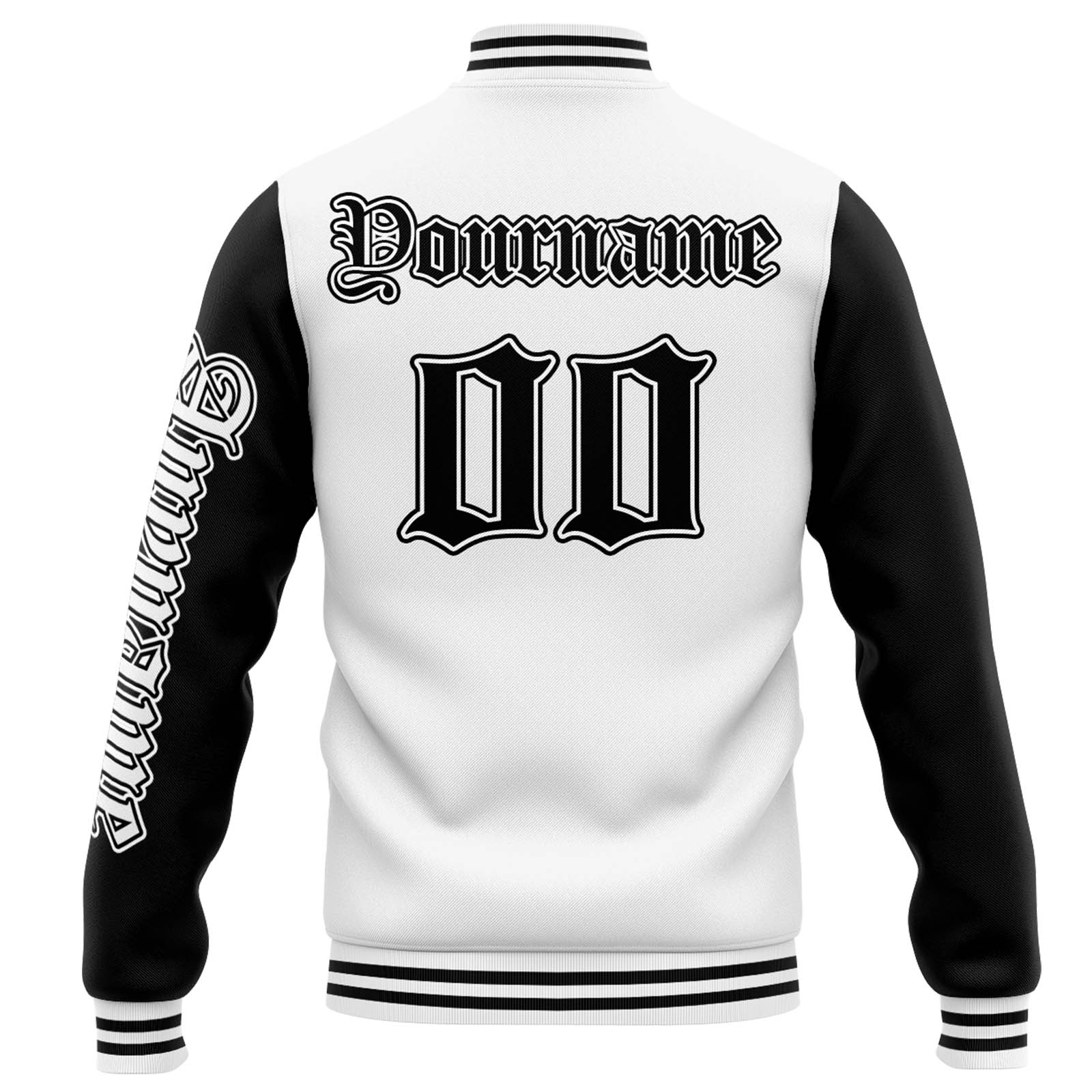 Chaqueta universitaria personalizada estilo Letterman para hombres-mujeres y jóvenes-color blanco y negro