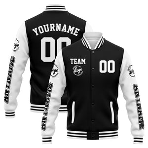 Chaqueta universitaria personalizada estilo Letterman para hombres-mujeres y jóvenes-color negro y blanco