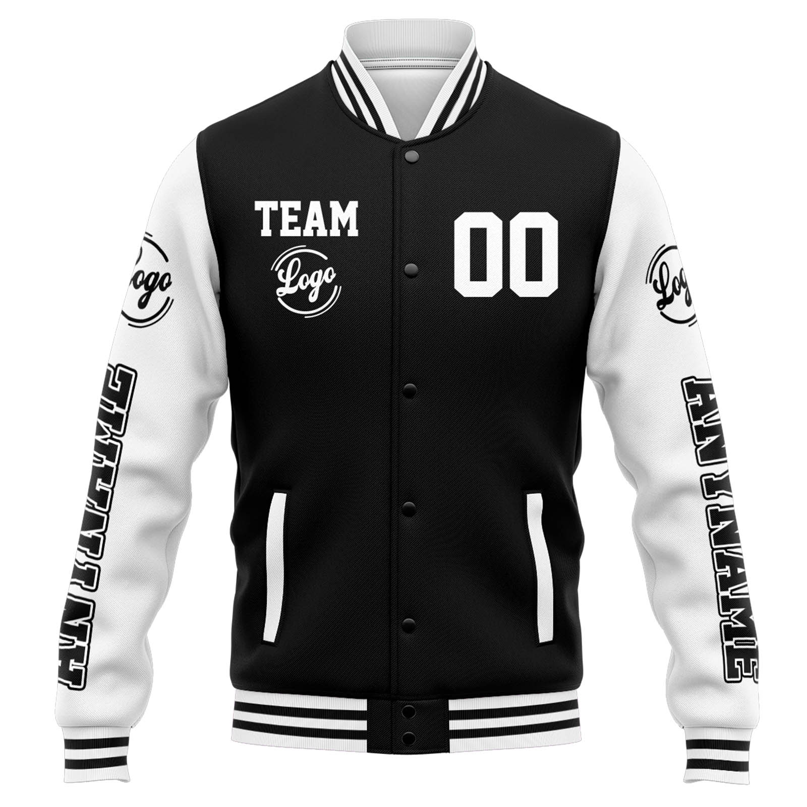 Chaqueta universitaria personalizada estilo Letterman para hombres-mujeres y jóvenes-color negro y blanco