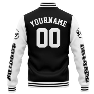 Chaqueta universitaria personalizada estilo Letterman para hombres-mujeres y jóvenes-color negro y blanco