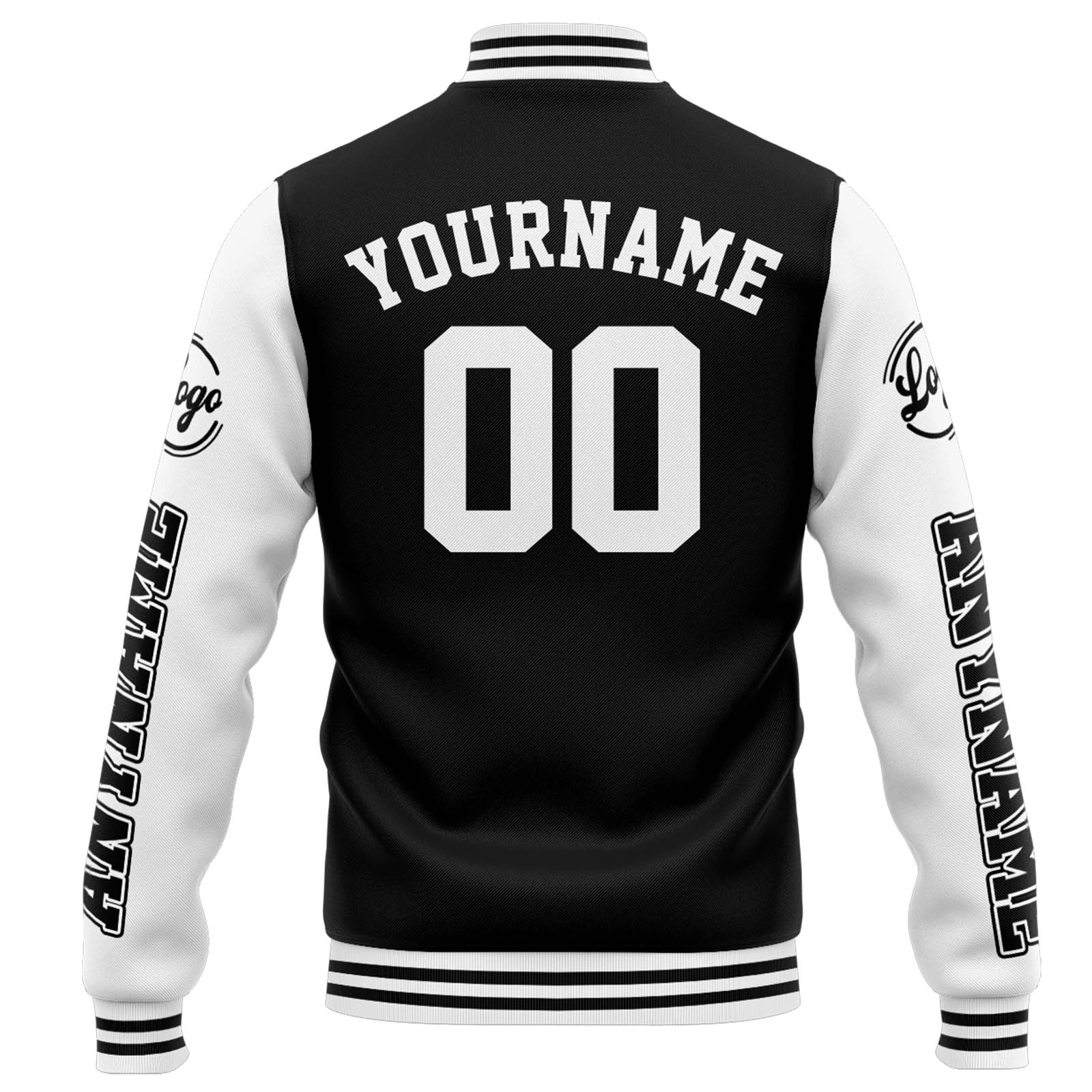 Chaqueta universitaria personalizada estilo Letterman para hombres-mujeres y jóvenes-color negro y blanco