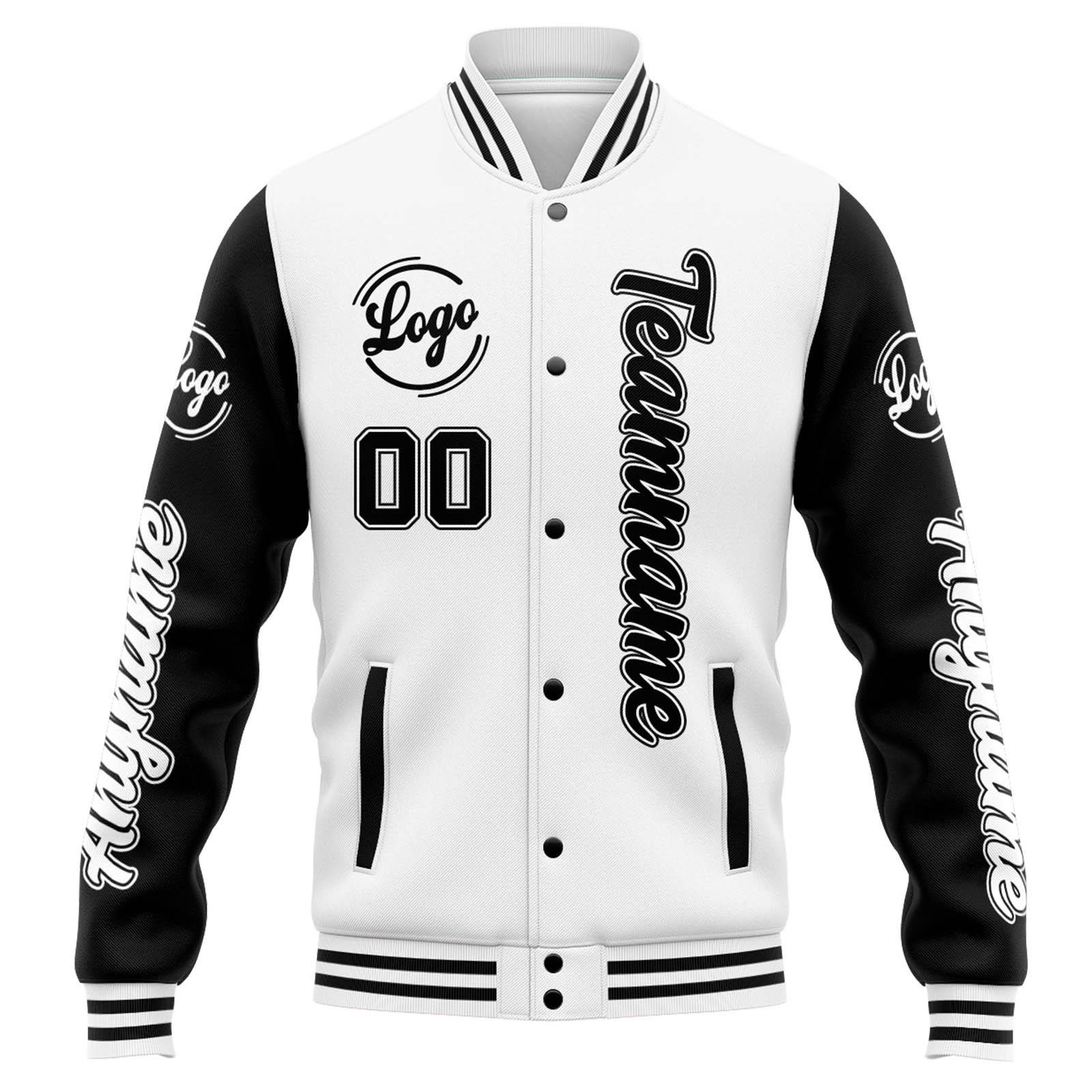 Chaqueta universitaria personalizada estilo Letterman para hombres-mujeres y jóvenes-color blanco y negro
