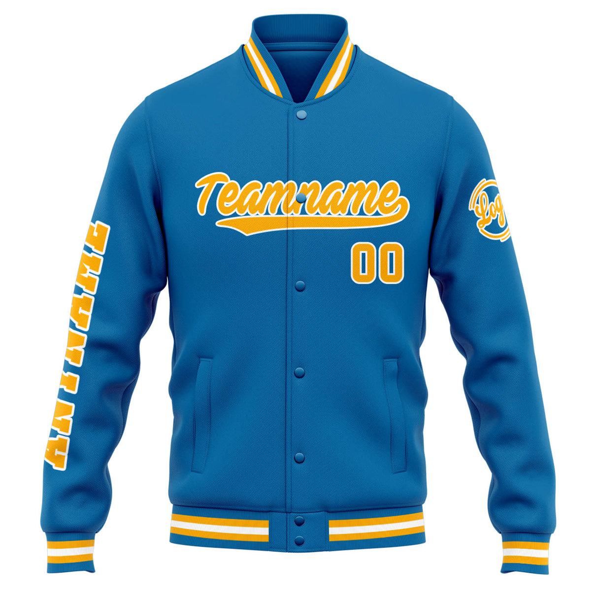 Chaqueta universitaria personalizada estilo Letterman para hombres-mujeres y jóvenes-color azul y naranja