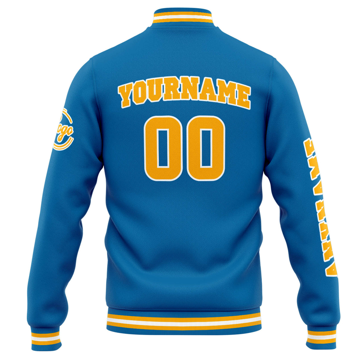 Chaqueta universitaria personalizada estilo Letterman para hombres-mujeres y jóvenes-color azul y naranja