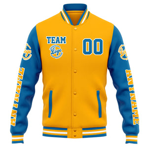 Chaqueta universitaria personalizada estilo Letterman para hombres-mujeres y jóvenes-color naranja y azul
