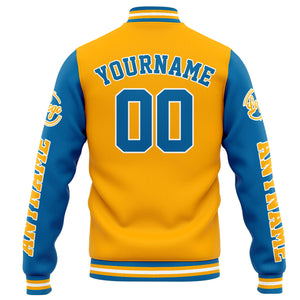 Chaqueta universitaria personalizada estilo Letterman para hombres-mujeres y jóvenes-color naranja y azul