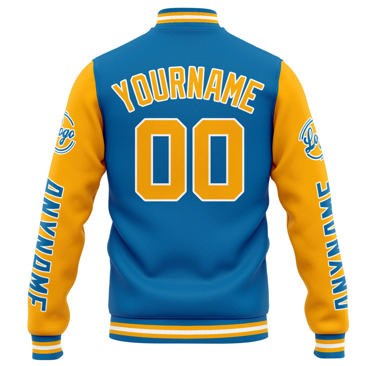 Chaqueta universitaria personalizada estilo Letterman para hombres-mujeres y jóvenes-color azul y naranja