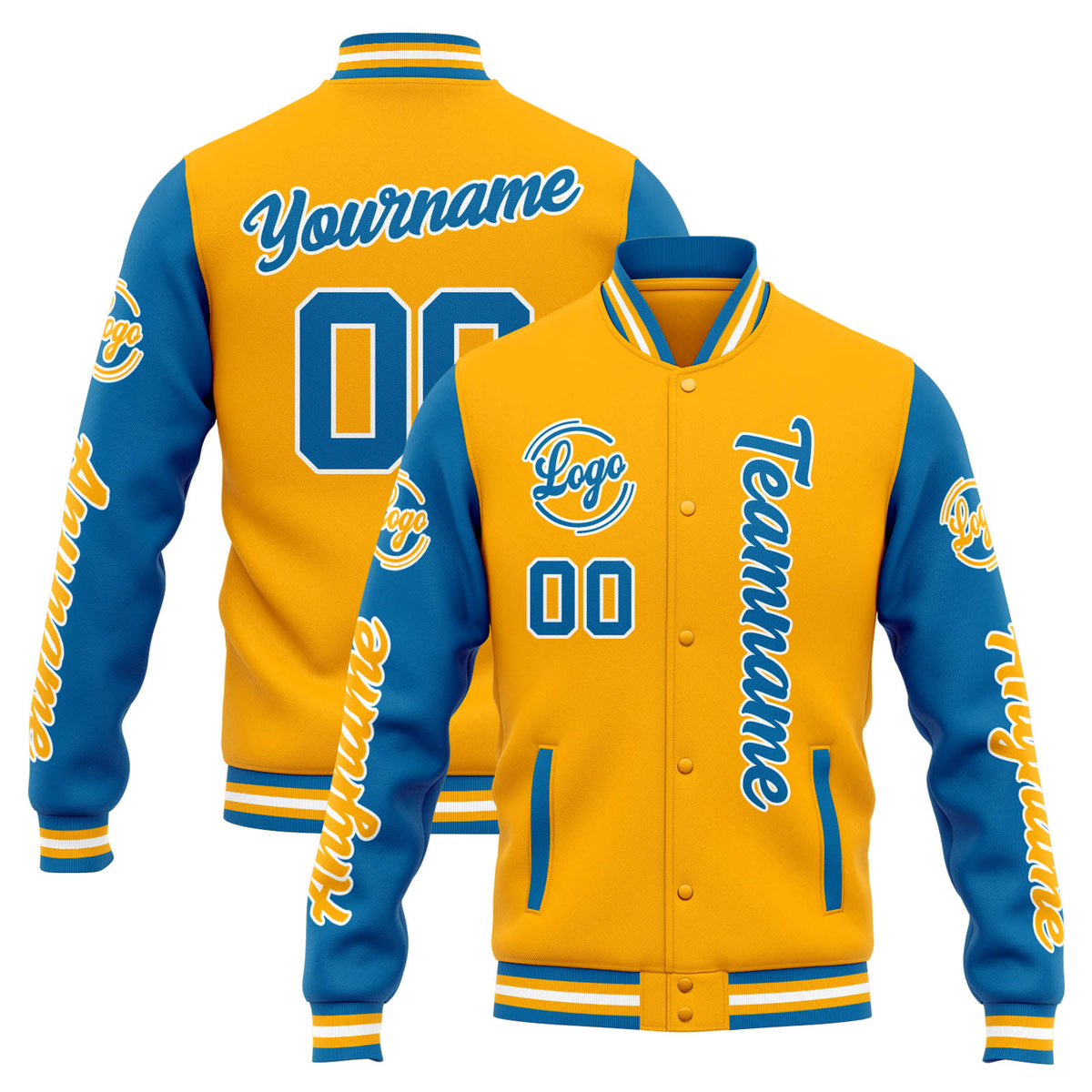 Chaqueta universitaria personalizada estilo Letterman para hombres-mujeres y jóvenes-color naranja y azul