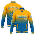 Chaqueta universitaria personalizada estilo Letterman para hombres-mujeres y jóvenes-color naranja degradado azul