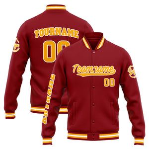 Chaqueta universitaria personalizada estilo Letterman para hombres-mujeres y jóvenes-color rojo y naranja