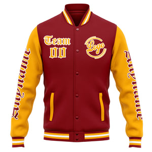 Chaqueta universitaria personalizada estilo Letterman para hombres-mujeres y jóvenes-color rojo y naranja
