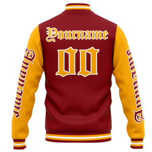 Chaqueta universitaria personalizada estilo Letterman para hombres-mujeres y jóvenes-color rojo y naranja