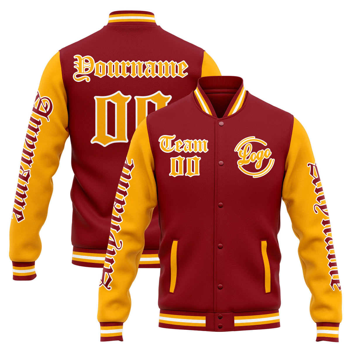 Chaqueta universitaria personalizada estilo Letterman para hombres-mujeres y jóvenes-color rojo y naranja