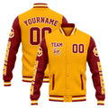 Chaqueta universitaria personalizada estilo Letterman para hombres-mujeres y jóvenes-color naranja y rojo