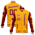 Chaqueta universitaria personalizada estilo Letterman para hombres-mujeres y jóvenes-color naranja y rojo