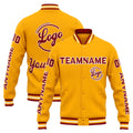 Chaqueta universitaria personalizada estilo Letterman para hombres-mujeres y jóvenes-color naranja y rojo