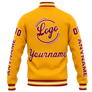 Chaqueta universitaria personalizada estilo Letterman para hombres-mujeres y jóvenes-color naranja y rojo