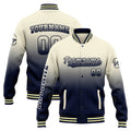 Chaqueta universitaria personalizada estilo Letterman para hombres-mujeres y jóvenes-color crema con degradado azul marino