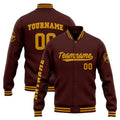 Chaqueta universitaria personalizada estilo Letterman para hombres-mujeres y jóvenes-color burdeos y dorado