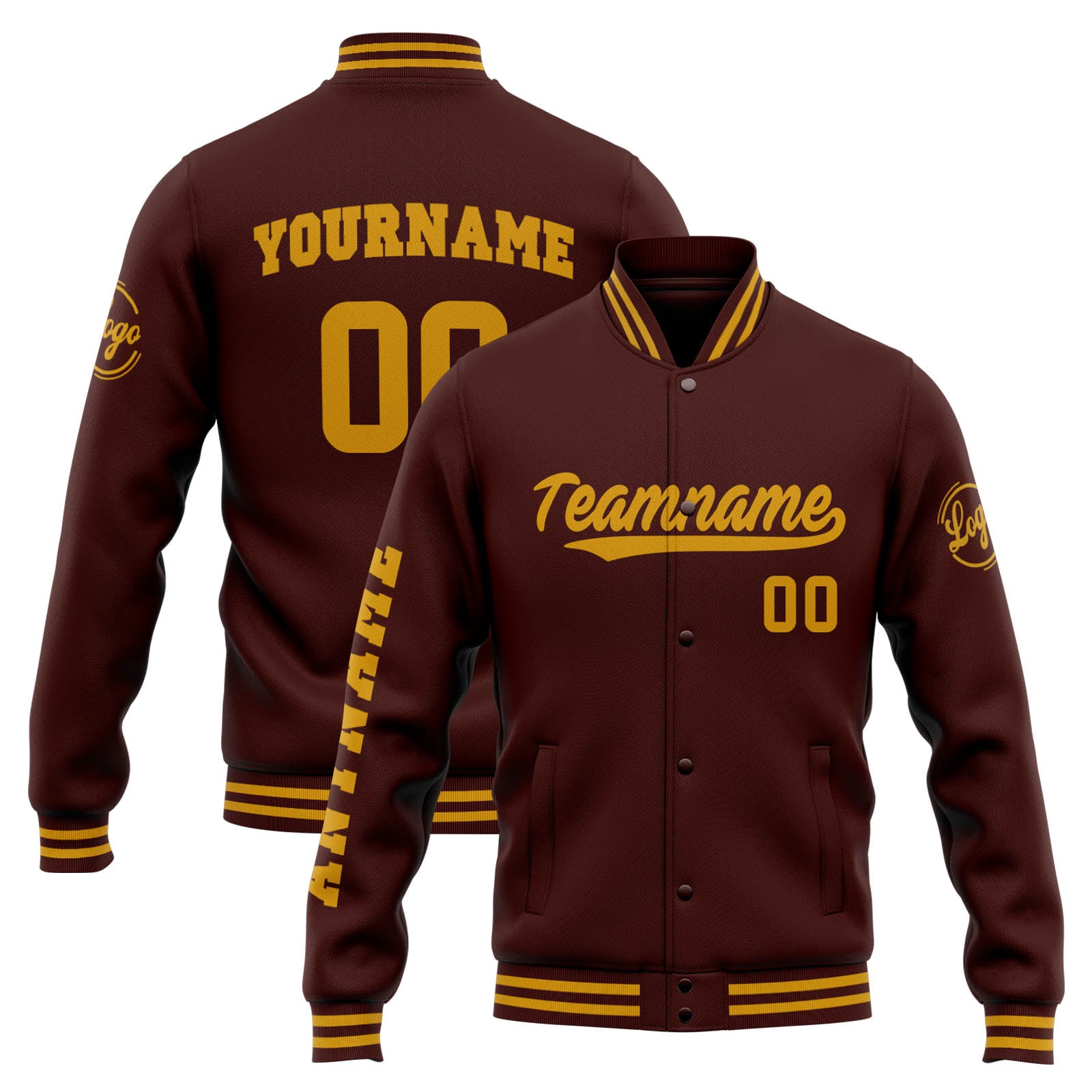 Chaqueta universitaria personalizada estilo Letterman para hombres-mujeres y jóvenes-color burdeos y dorado