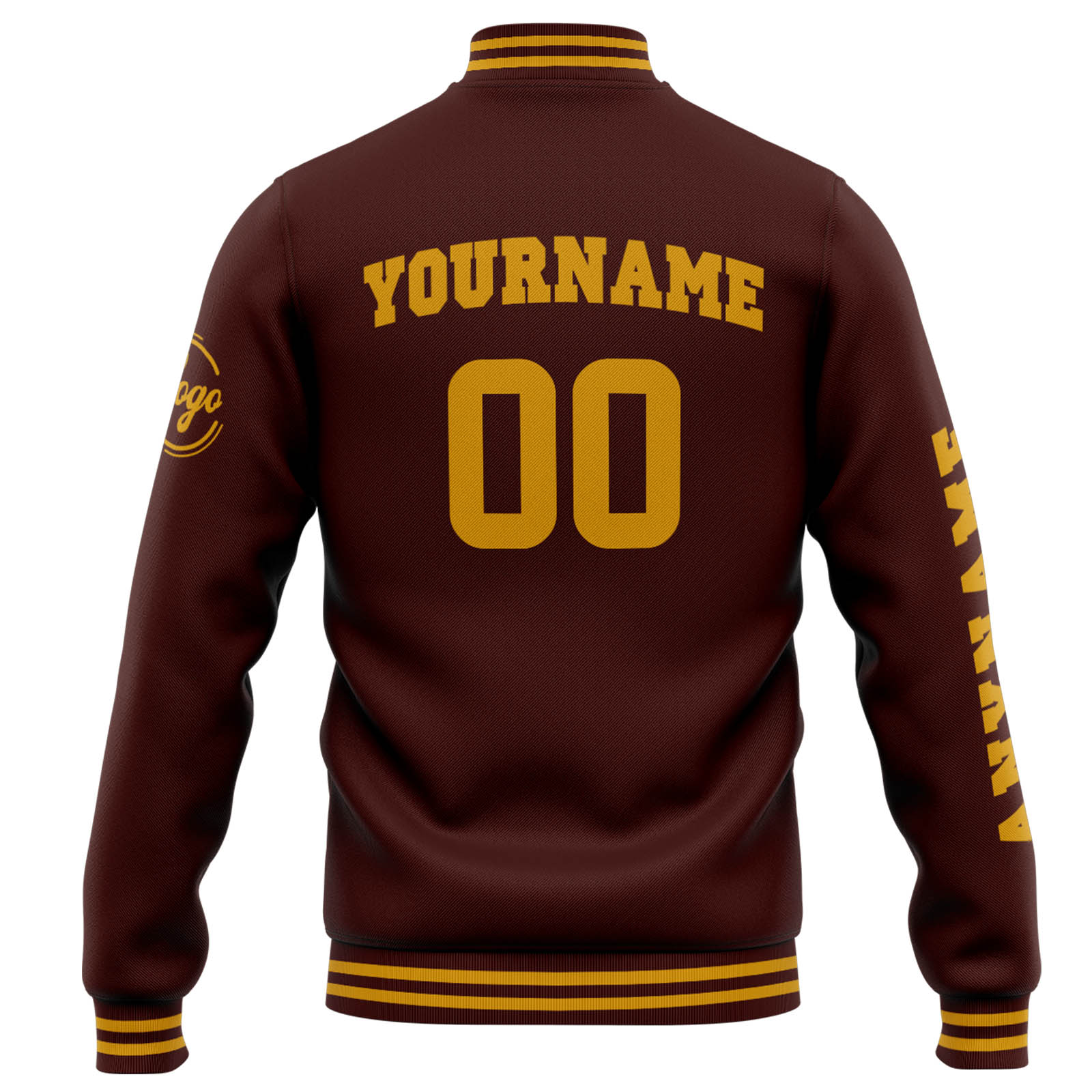 Chaqueta universitaria personalizada estilo Letterman para hombres-mujeres y jóvenes-color burdeos y dorado