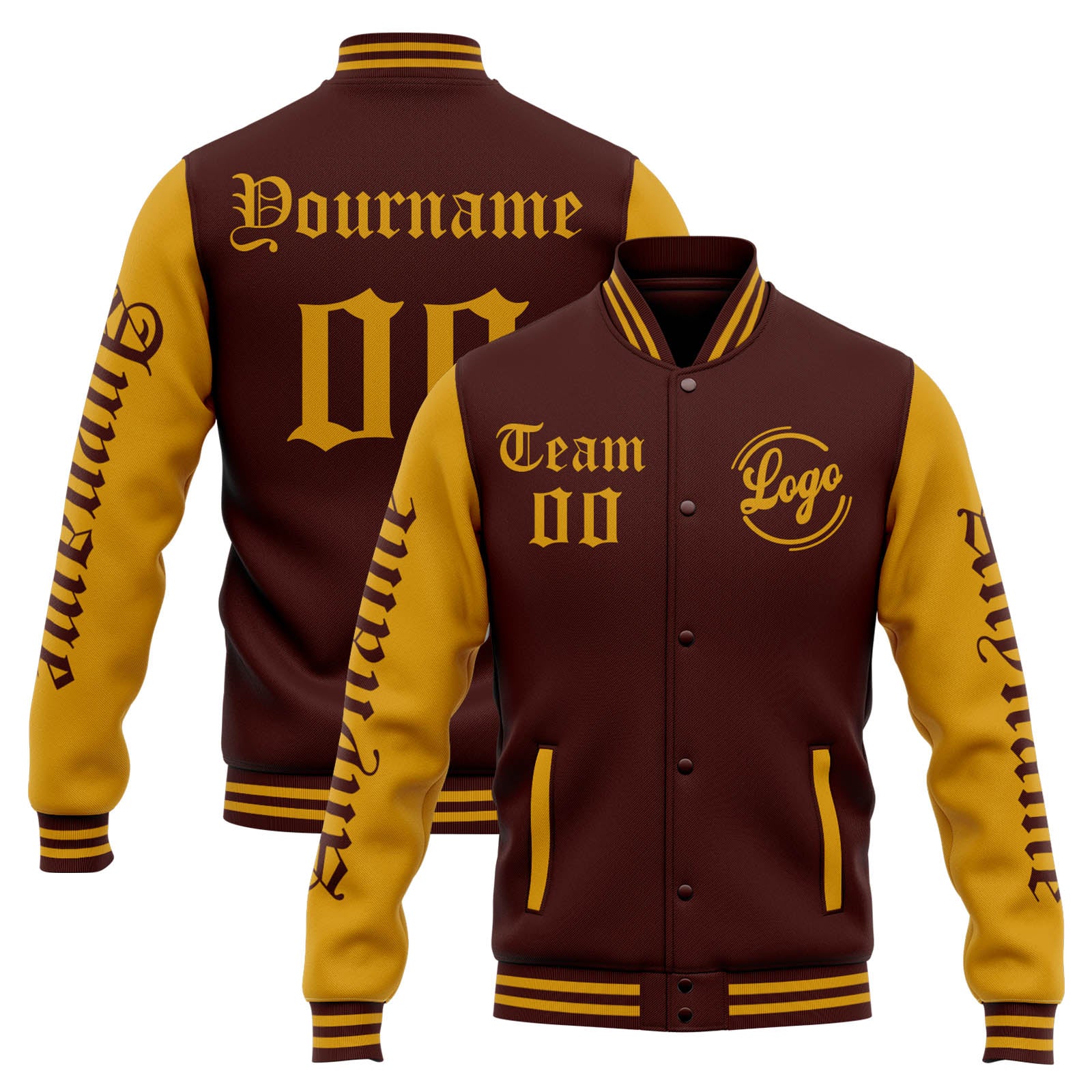 Chaqueta universitaria personalizada estilo Letterman para hombres-mujeres y jóvenes-color burdeos y dorado