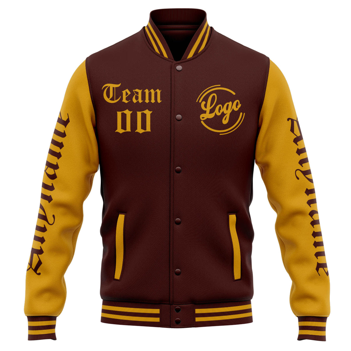 Chaqueta universitaria personalizada estilo Letterman para hombres-mujeres y jóvenes-color burdeos y dorado