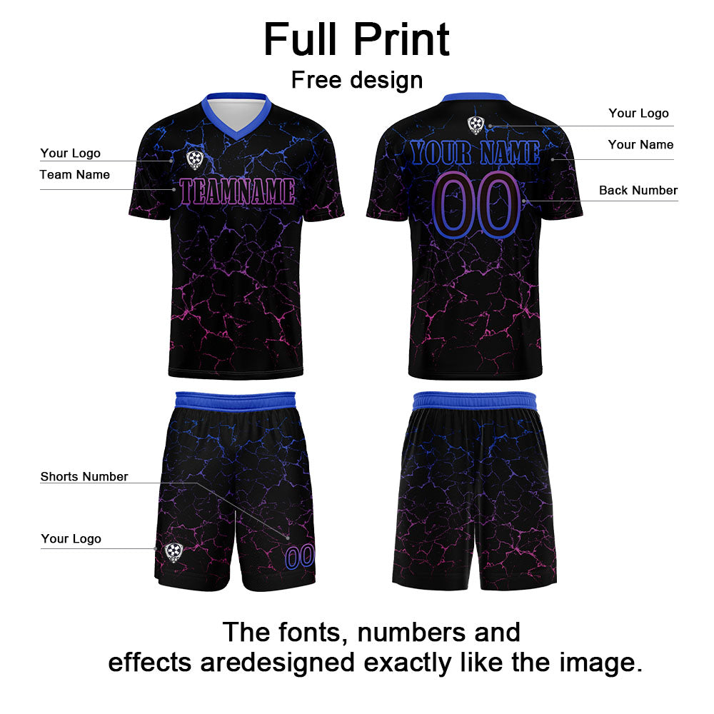 Conjunto personalizado de camiseta de fútbol Black Rose Purple para niños y adultos