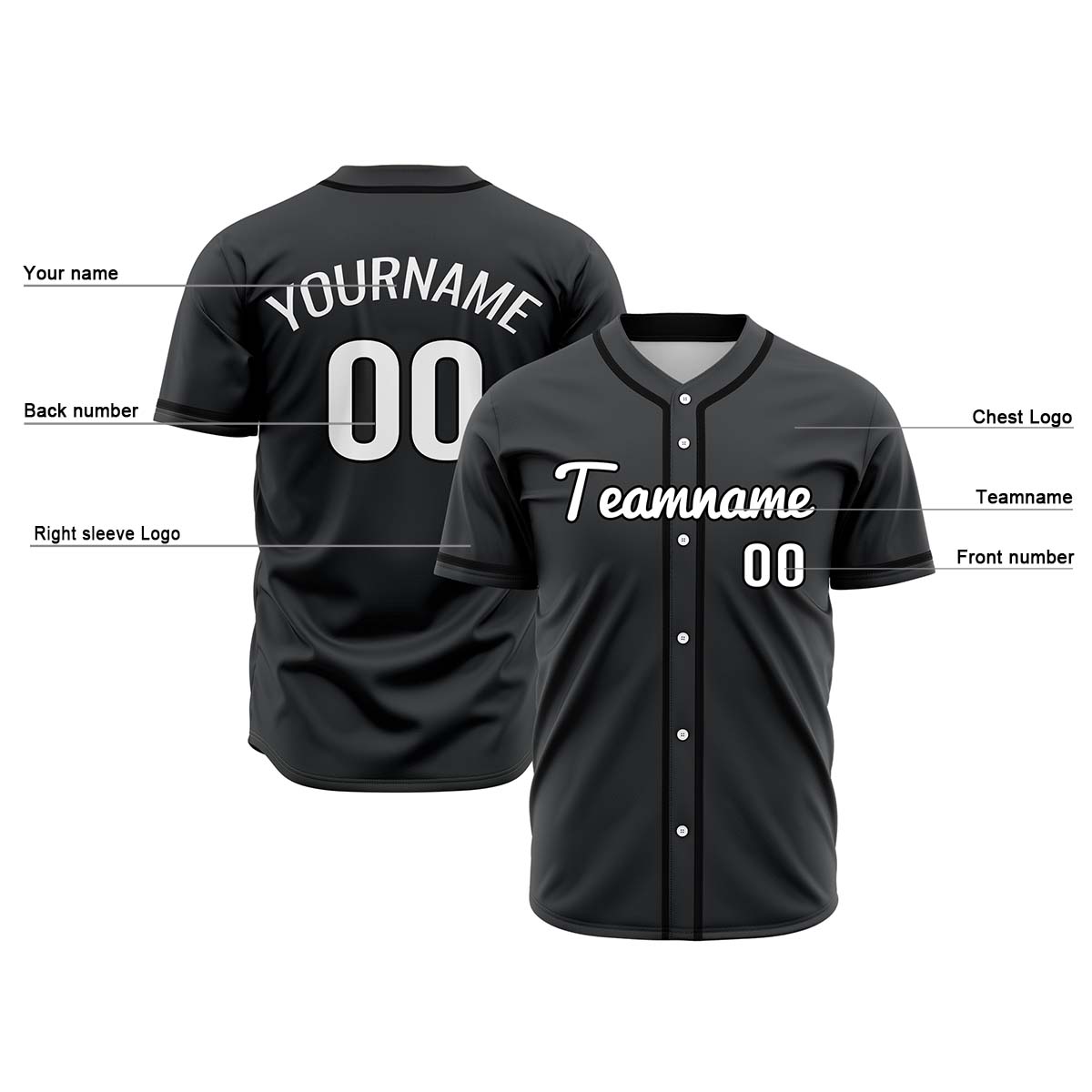 Camisetas de béisbol de hip hop negras personalizadas & cosidas & estampadas y con nombre y número personalizados