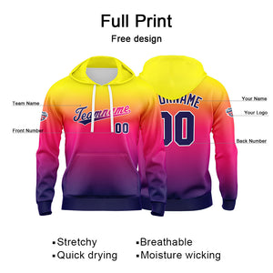 Sudadera con capucha personalizada con degradado para hombre-mujer-niña o niño Estampa tu logotipo-nombre o número en color morado