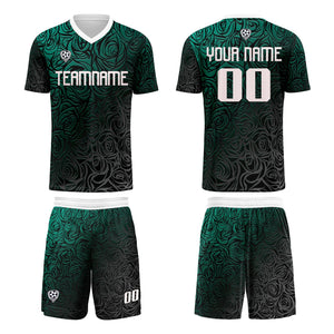 Conjunto personalizado de camiseta de uniforme color cian plateado para niños y adultos