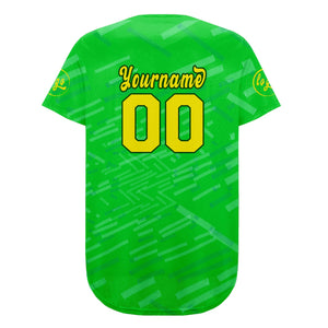 Camiseta de béisbol personalizada verde y amarilla con degradado uniformes de equipo con nombre y número