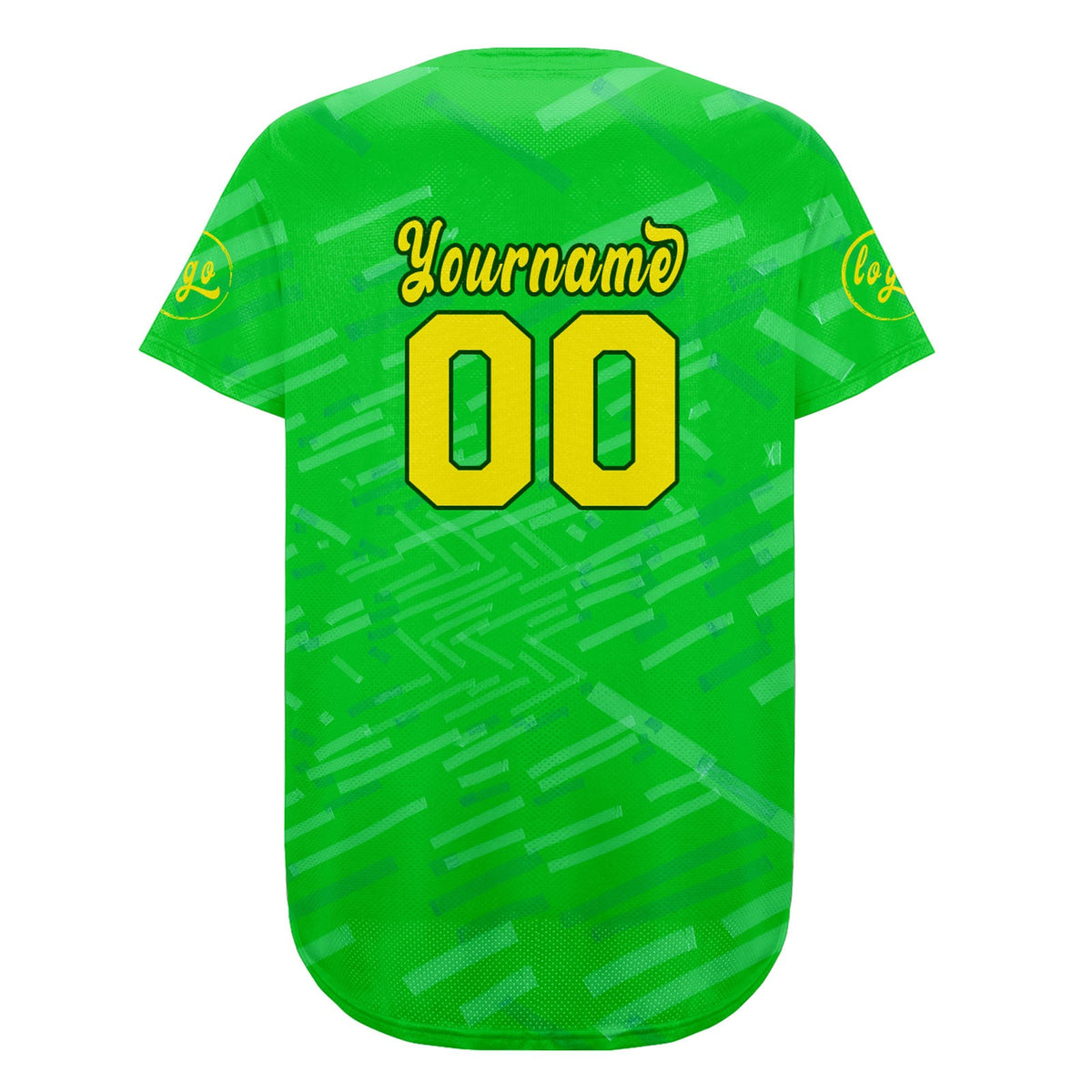 Camiseta de béisbol personalizada verde y amarilla con degradado uniformes de equipo con nombre y número