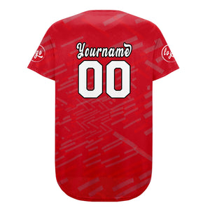 Camiseta de béisbol personalizada roja y blanca con degradado uniformes de equipo con nombre y número