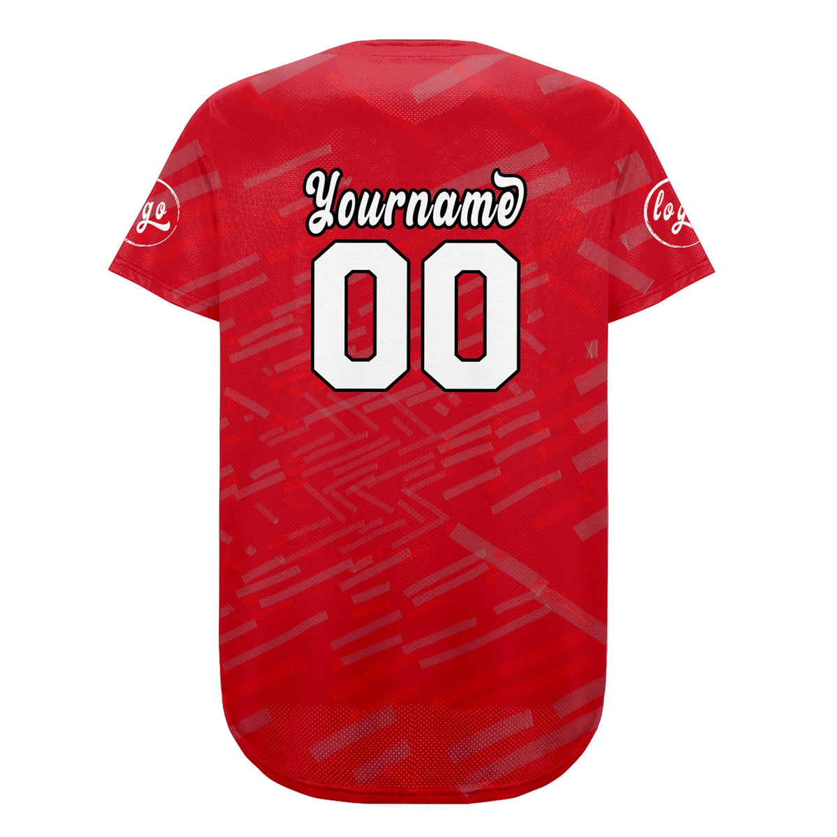 Camiseta de béisbol personalizada roja y blanca con degradado uniformes de equipo con nombre y número