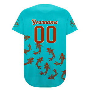 Camiseta de béisbol personalizada color naranja cian con degradado uniformes de equipo personalizados con nombre y número