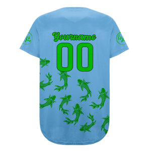 Camiseta de béisbol azul y verde personalizada con dise?o degradado uniformes de equipo con nombre y número