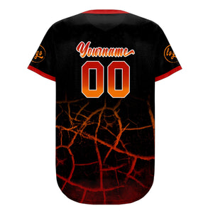 Camiseta de béisbol personalizada negra y roja con degradado uniformes de equipo con nombre y número